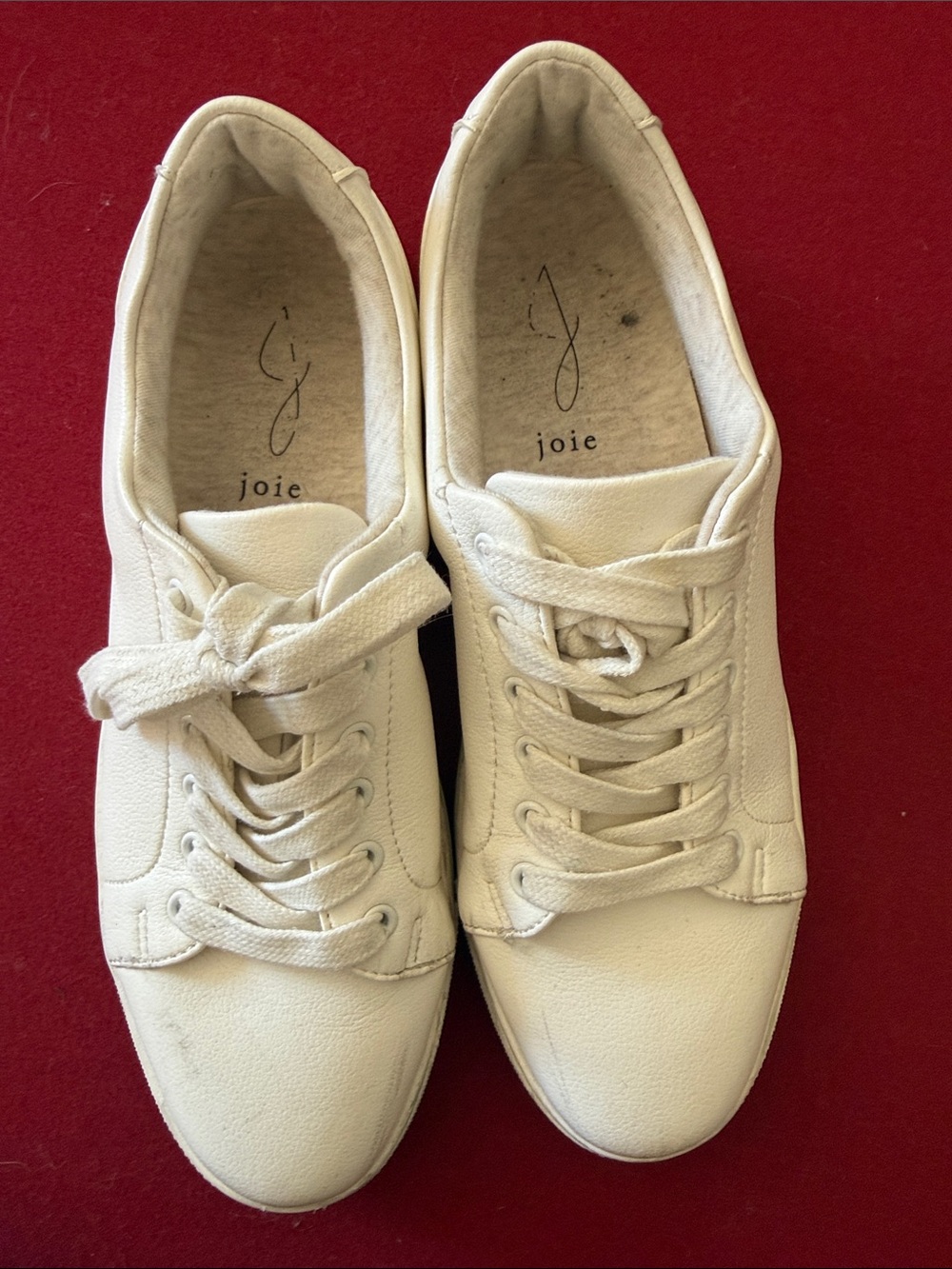 Joie Women's Off-White Leather Lace-Up Sneakers